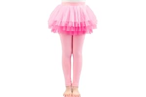 Auranso Little Girls Footless Leggings Pants with Lace Ruffle Tutu Skirt 2-12T