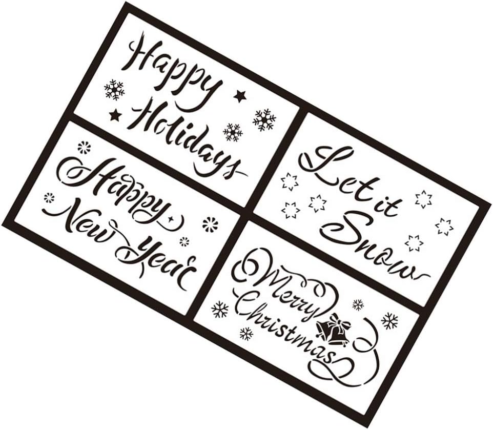 Christmas Stencils Template Happy New Year Let it Holidays Painting Painting Stencils for Christmas Craft Projects - Image 3
