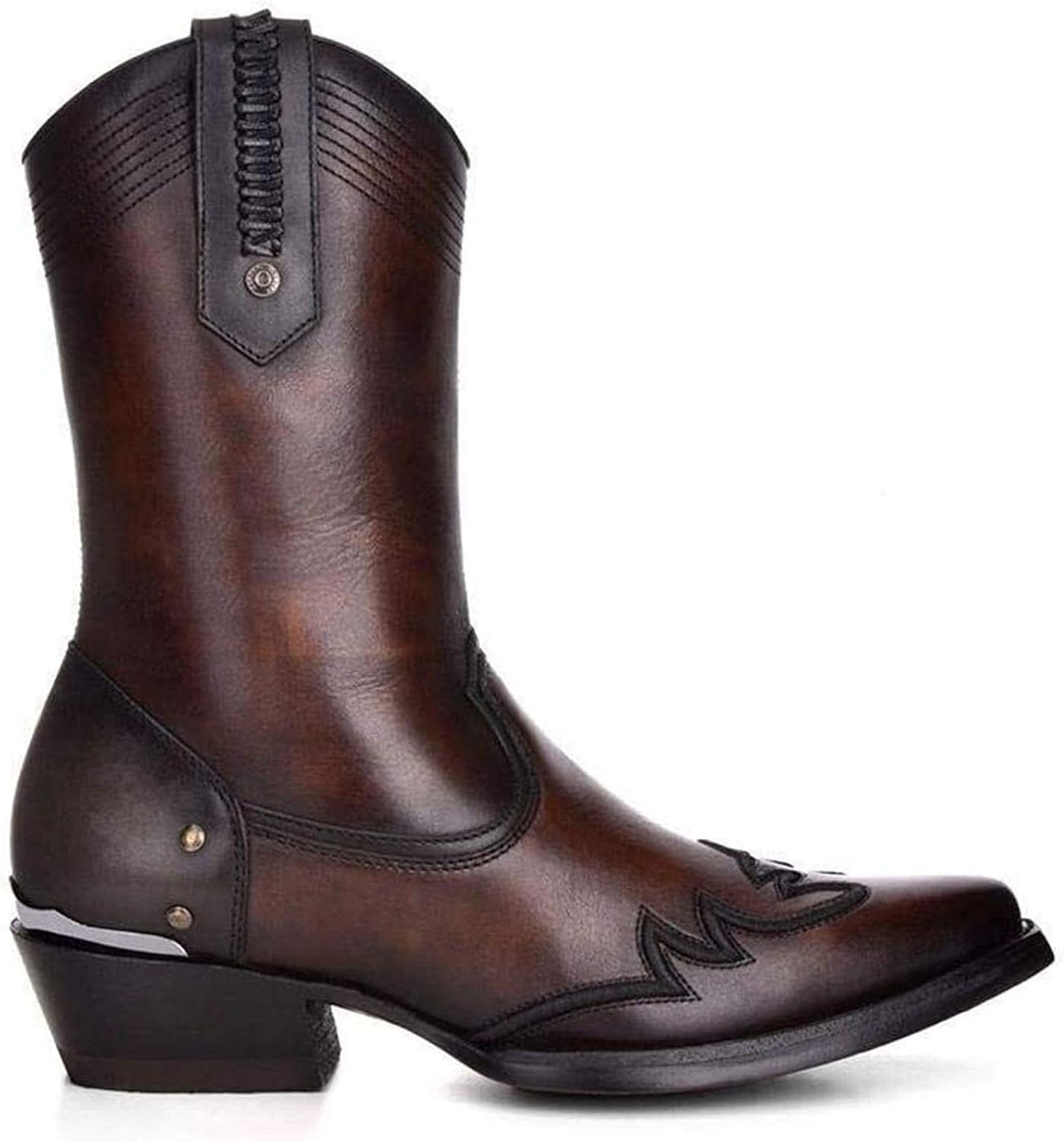 PLAYH Men Western Cowboy Riding Boots MidCalf Biker Boot European American Men