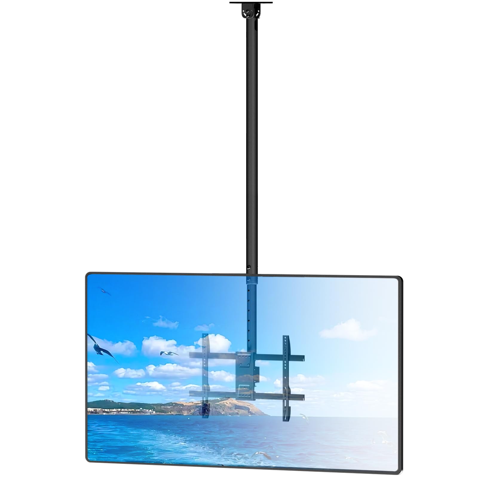 Photo 1 of Ceiling TV Mount – Fits Most 43-86 Inch LCD, LED, OLED 4K TVs, Max VESA 600x400mm, Supports up to 132 lbs, Height Adjustable, Black