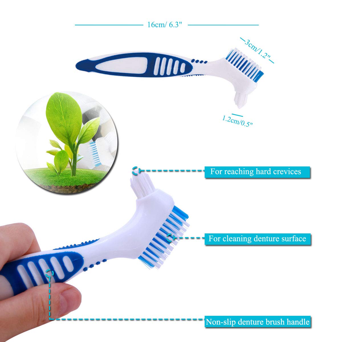 BRMDT Denture Cup & Denture Brush Portable Professional Cleaning Kit - Soaking Denture Bath with Strainer/Denture Case/Retainer Case, Cooperate with Cleaning Tablets for False Teeth Daily Cleaning : Beauty