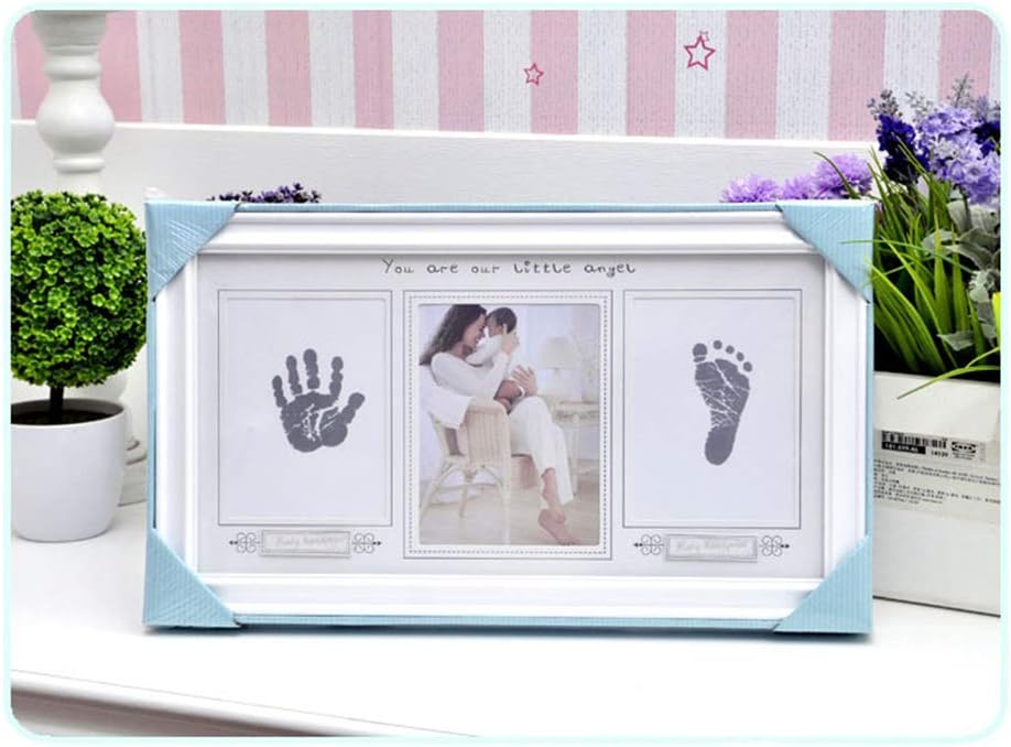 Baby Handprint & Footprint Photo Frame Kit, Pure Vie Gorgeous Keepsake with Non-Toxic and Clean-Touch Ink Pad - Memorable Newborn Baby Shower or Christening Gift, Toddlers Birthday Present, Wall Decor