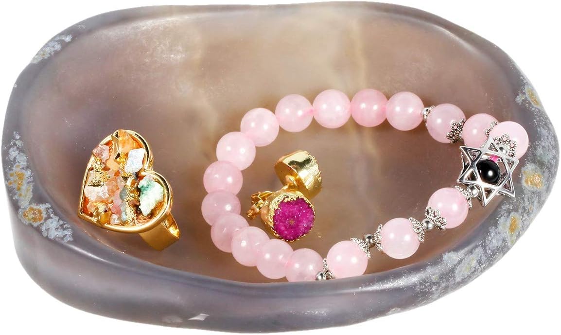 mookaitedecor Natural Agate Crystal Stone Bowl Decorative Crystal Bowl Room Decor Healing Crystal Stone Gift Jewellery Dish Tealight Candle Holder Air Plant Holder - Image 5