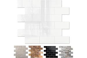 REOVATILE 20-Pack Peel and Stick Tile Backsplash 12"X12" PVC Wall Tiles, Stick on Backsplash for Kitchen, Bathroom Tile, Fireplace Décor, Laundry Table, Stair Decals in Polished Cream White