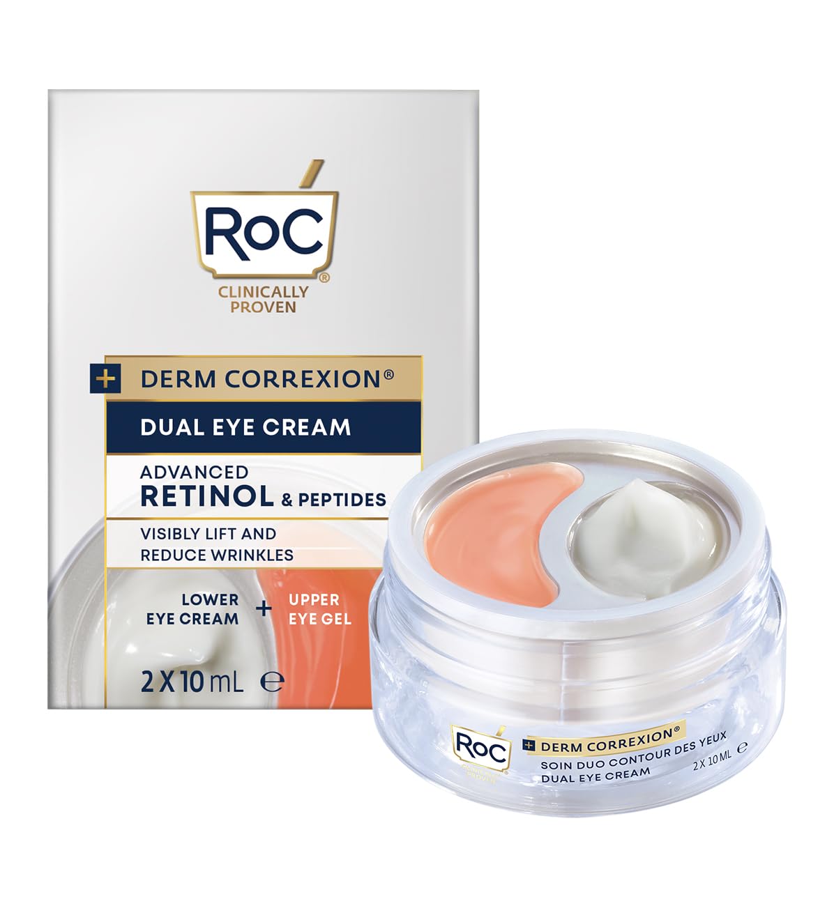 RoC Derm Correxion Dual Eye Cream | with Retinol & Peptides, Targets Dark Circles | 20 ml — image 1