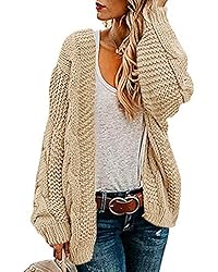 Ferrtye Womens Oversized Chunky Open Front Cardigan