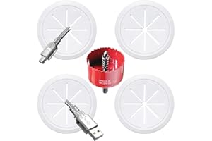 BGHEOUYV 4 Pack TV Cord Hider for Wall Mounted TV, 2-3/8"(60mm Hole) Wire Hider in Wall Cable Management Kit, Includes 4 Pass Throughs and 1 Hole Saw Drill Attachment Easy to Install