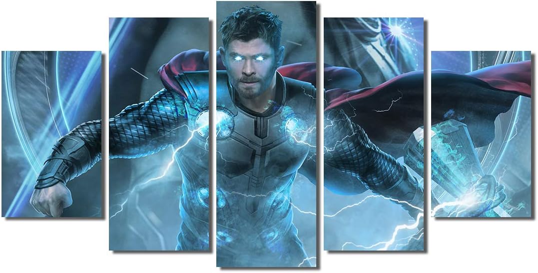Picture Sensations® Framed Canvas Art Print, Thor Avengers Endgame Marvel Superheroes - 5 Panel 60"x32"