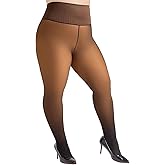 Aaronano High Waist Fleece Lined Tights Women Plus Size,Fake Translucent Winter Warm Thermal Pantyhose Leggings for Winter