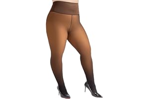 Aaronano High Waist Fleece Lined Tights Women Plus Size,Fake Translucent Winter Warm Thermal Pantyhose Leggings for Winter