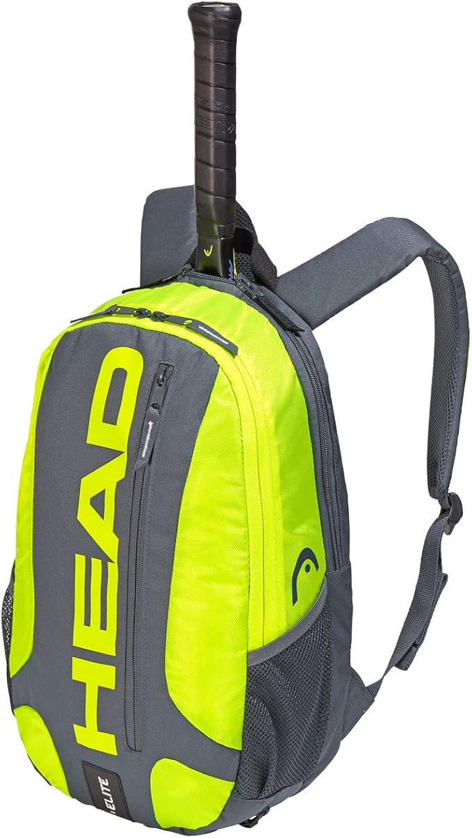 HEAD Unisex's Elite Backpack Tennis Racket Bag, Grey/Neon Yellow, One