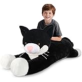 SuzziPals 43 inch Black and White Cat Stuffed Animal, Lifelike Tuxedo Cat Plush Toy for Stress Relief & Companion, Extra Soft Giant Stuffed Animals, Giant Plushies Gifts for Kids Adults