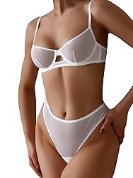 Lilosy Petite Sexy Mesh Sheer Underwire Push Up