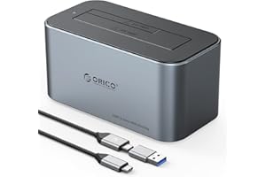 ORICO Hard Drive Docking Station, Aluminum USB C to SATA 3.0 (Real 6 Gbps) Hard Drive Enclosure with UASP for 2.5 or 3.5 Inch
