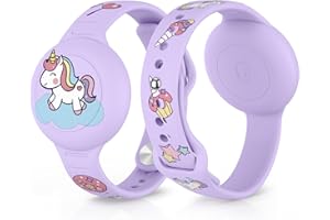 Vancle Air Tag Bracelet for Kids, Waterproof Cute Cartoon Air Tag Wristband for Air Tag Holder, Adjustable Anti Lost Wristban