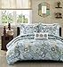 Mi Zone Tamil Comforter Set Full/Queen Size - Blue White , Floral – 4 Piece Bed Sets – Ultra Soft Microfiber Teen Bedding For Girls Bedroom