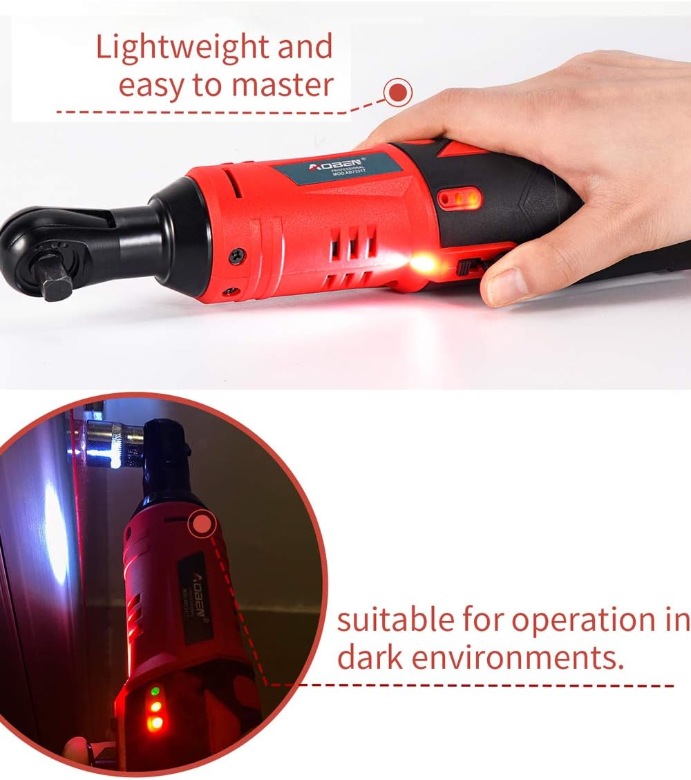 Cordless Electric Ratchet Wrench Set, AOBEN 3/8" 12V Power Ratchet Tool Kit With 2 Packs 2000mAh Lithium-Ion Battery And Charger: Home Improvement
