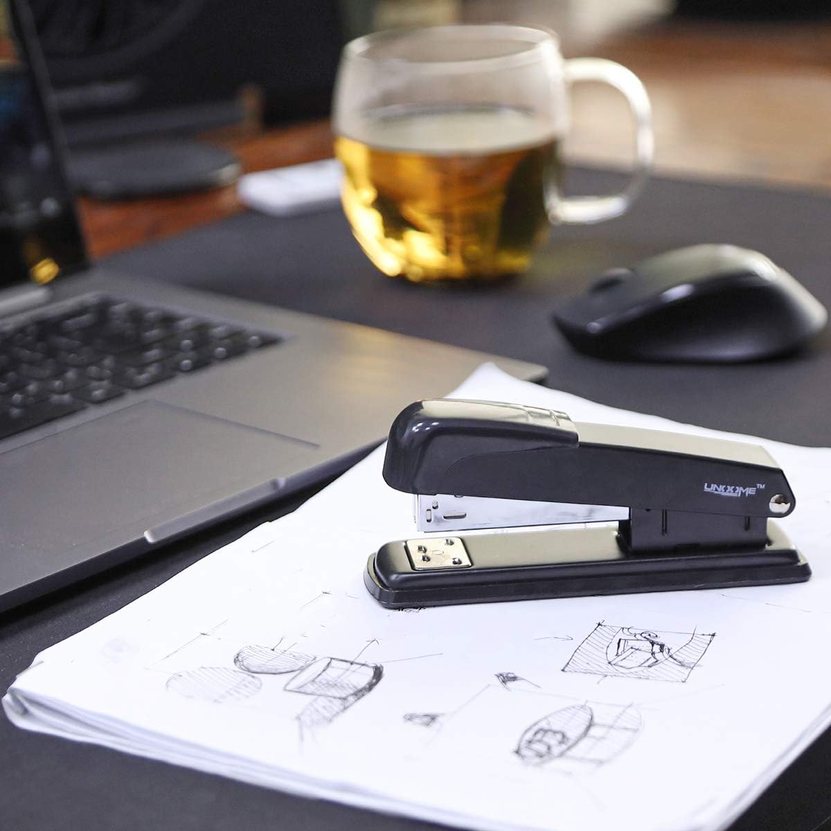 UNooMe Executive Office Desktop Stapler - 6 Pack Metal Desk Stapler with 6000 Staples Commercial Standard Stapler with 20 Sheet Capacity Reduced Effort Spring Powered Stapler : Office Products
