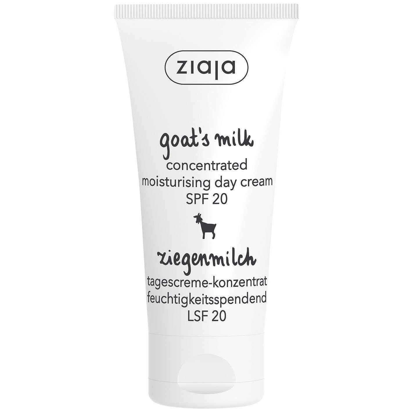 Ziaja Goat’s Milk Concentrated Moisturising Day Cream SPF 20, 50ml - Nourishing, Anti-Ageing Face Moisturiser for Dry & Sensitive Skin