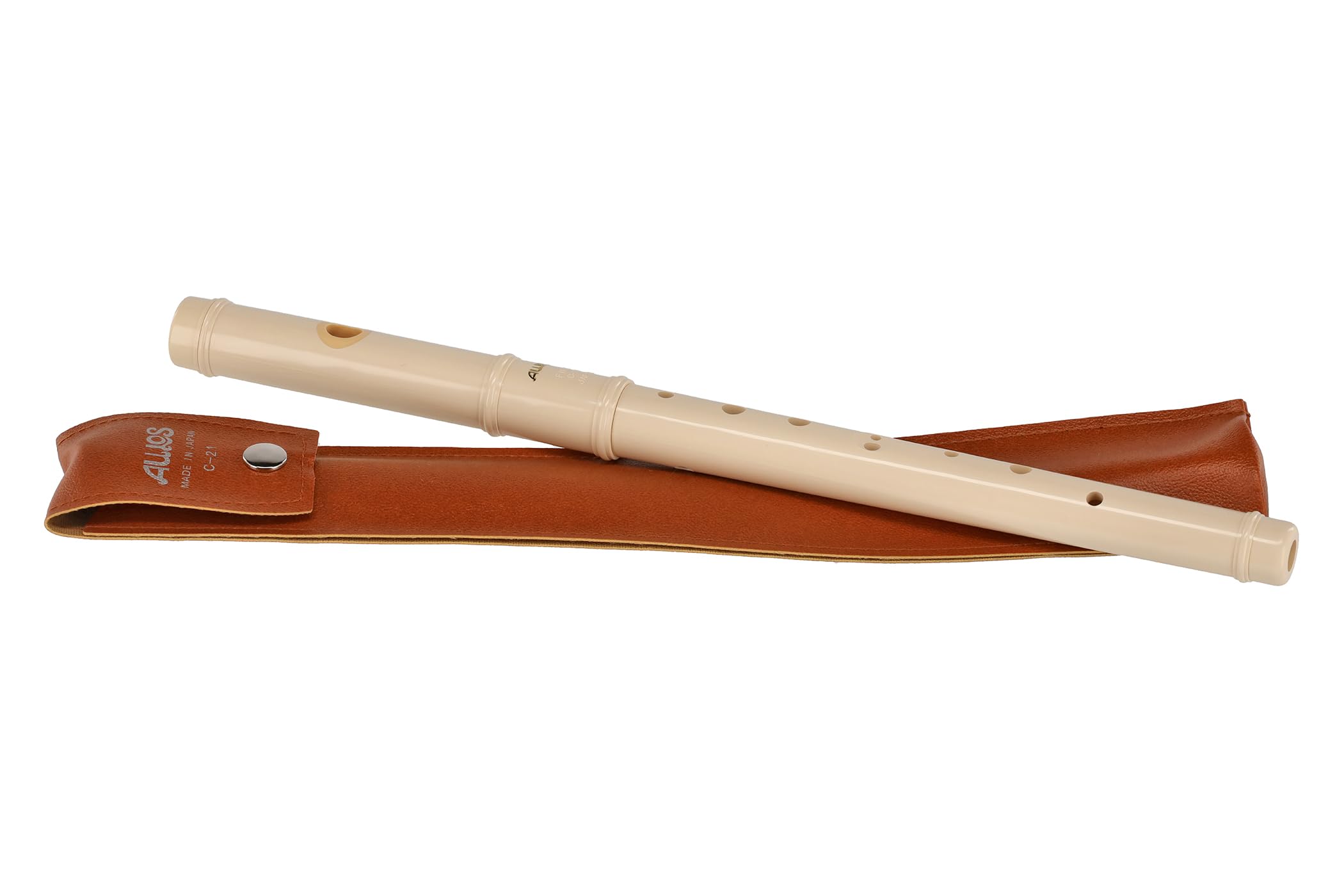 Aulos C-Fife transverse flute C-21, flute (double hole, wiper stick, grease box and fingering chart, synthetic resin, durable and robust including bag), ivory coloured
