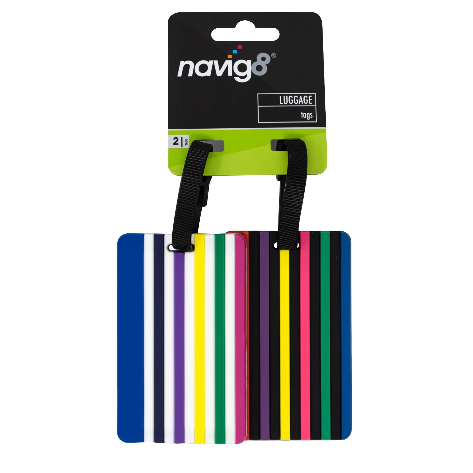 Navig8 Travel Luggage Tags Colour Stripe 2pk - 117106