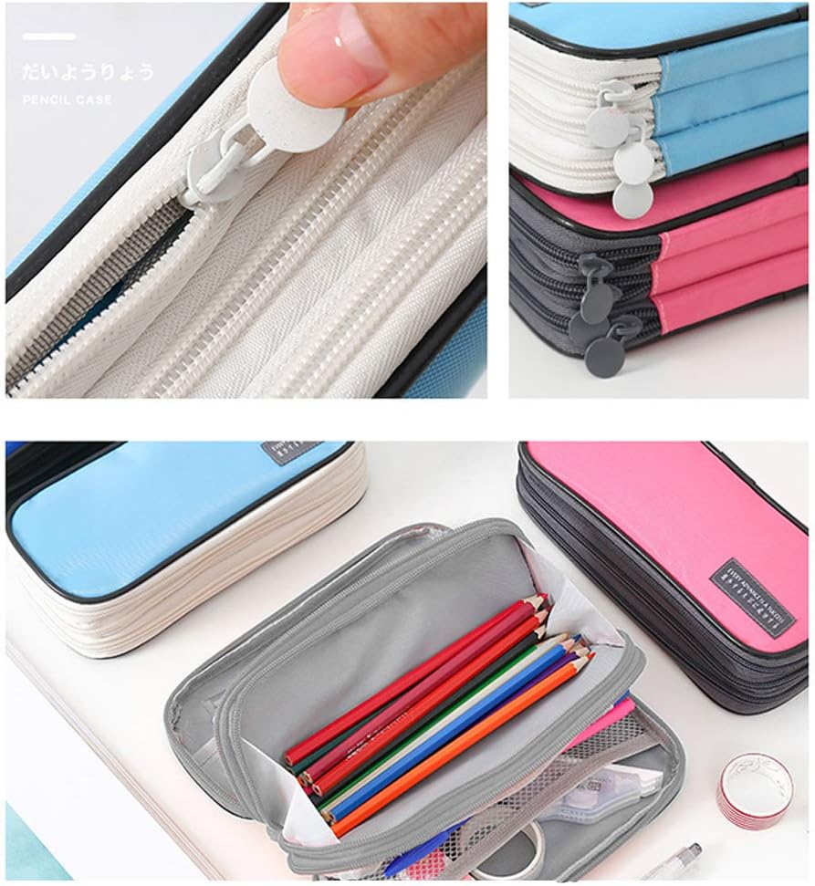 Pencil Case, Big Capacity Pen Marker Holder Pouch Box Makeup Bag, Large Storage Stationery Organizer School College Office for Teens Girls Adults Student (White) - Image 4