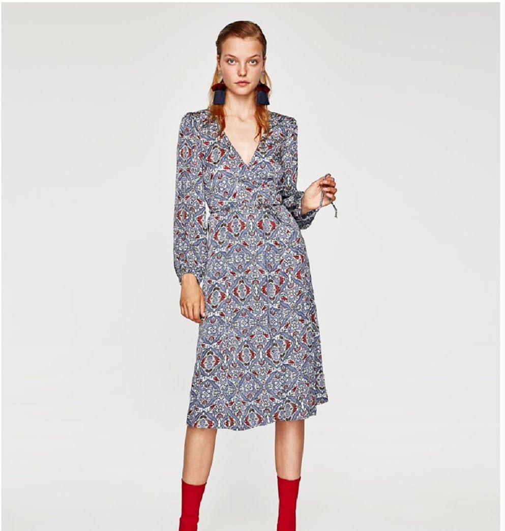 floral print long sleeve midi dress