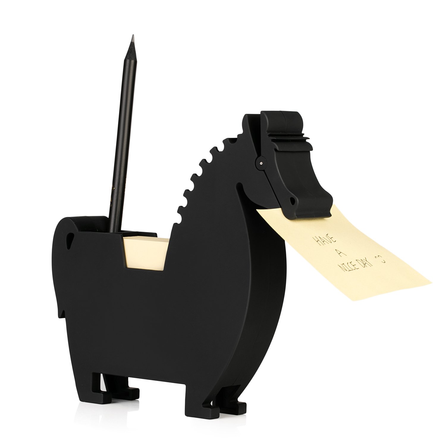 Memo Holder Desktop Note pad Dispenser Horse Pen Holder Multi-Functional Clip for Note Short Note pad,2 Packs memo (Horse, Black)
