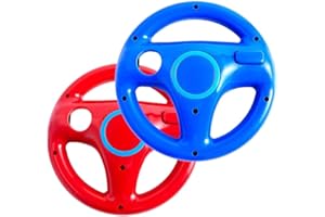 DOYO 2 Pack Steering Wheel for Nintendo Wii Remote Controller, Racing Wheels Games Accessories for Mario Kart (Red and Blue)