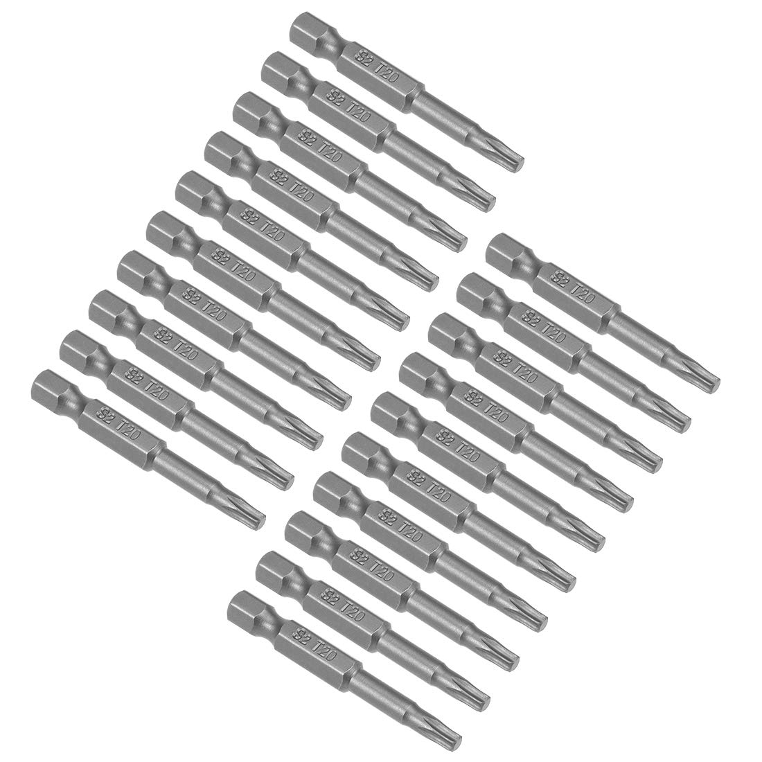 sourcing map 20 Pcs T20 Magnetic Torx Screwdriver Bits, 1/4 Inch Hex Shank 2-inch Length S2 Power Tool