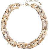 YAHPERN Chain Link Necklaces For Woman Acrylic Resin Chain Necklaces Statement Chunky Chain Collar Necklace (White)