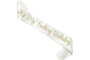 Magnusson's Garden Birthday Sash, It's My F-King Birthday White and Gold Glitter Sash for Women and Men, Birthday Party Gag Gift for Her or Him