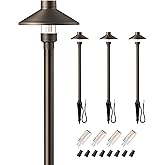 EDISHINE Solid Brass Low Voltage Pathway Lights Wired, 22" Tall Outdoor Landscape Path Light Heavy Duty, G4 Bulb Included, 12V LED Landscape Lighting, Bronze Waterproof for Garden Yard Walkway, 4 Pack
