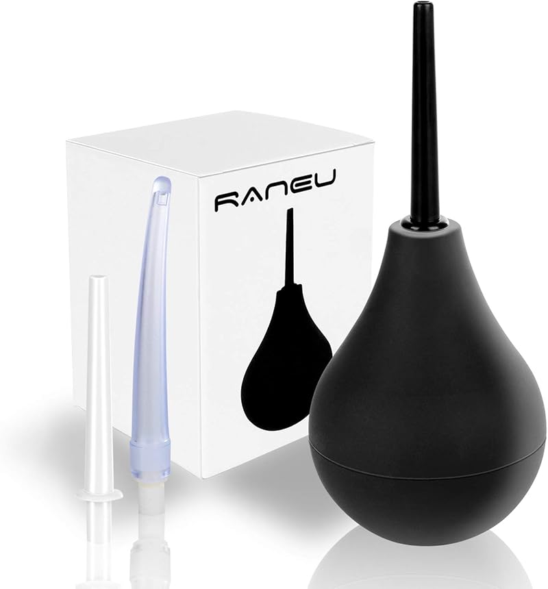 RANEU Enema Bulb Silicone Anal Douche Kit with 3 Nozzles