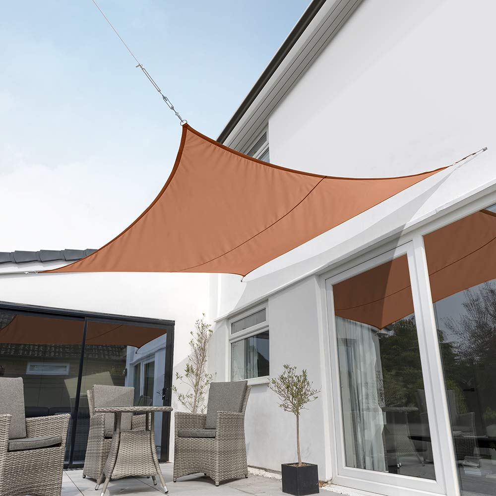 Kookaburra Waterproof Garden Sun Shade Sail Canopy in Terracotta 98% UV Block (3.6m Square)
