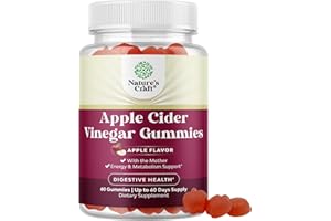 NATURES CRAFT Apple Cider Vinegar Gummies with Mother - Cleanse & Detox ACV Gummies for Weight Loss, Gut Health, Bloating, Metabolism & Energy Support - ACV with Mother with B12 Vitamin, B6 & Pomegranate - 60 Ct