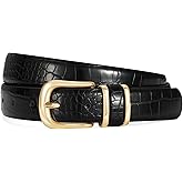 Women Leather Belts for Jeans Pants Fashion Gold/Silver Buckle Ladies Dress Waist Belt Crocodile Grain