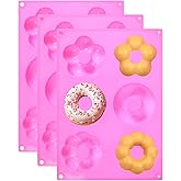 YoehMongYo 3 Pack Silicone Donut Pan for Baking,Non-Stick Doughnut Pan with 6 Indentations，Dishwasher Safe, Heat Resistant and Microwave Safe