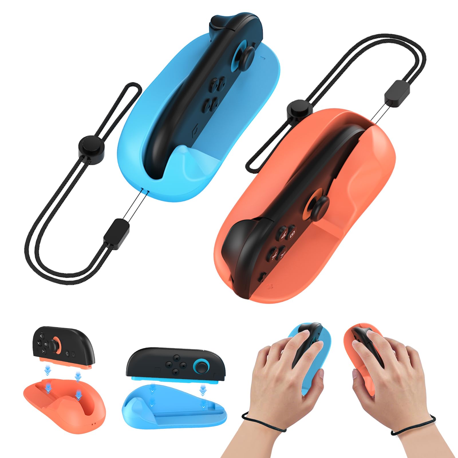EJGAME Ergonomic FPS Gaming Mouse Grip Compatible with Nintendo Switch 2 JoyCons, Mini Portable Mice for Pokemon Pokopia Game Accessories,2 Pack (Blue and Orange)