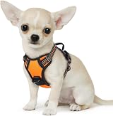 Eagloo Small Dog Harness Adjustable Front Clip No Pull Reflective Orange XS