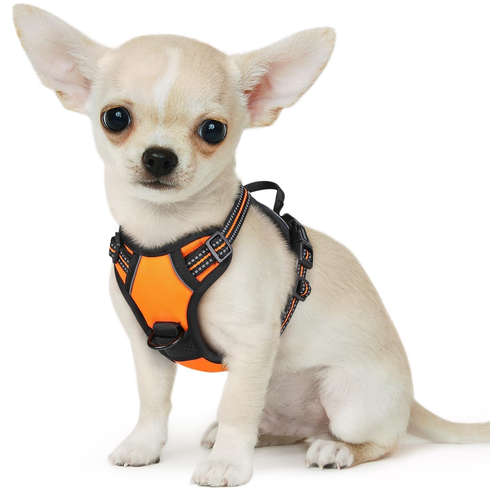 Eagloo Dog Harness Small Dog, Adjustable Soft Padded Pet Vest, Front Clip No Pull Pet Walking Harness, Reflective No-Choke Breathable Puppy Vest with Easy Control Handle, Orange, XS — image 1