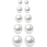 Charisma Pearl Earrings Surgical Steel Pearl Stud Earrings Set for Women Girls Faux Pearl Earrings Pack (3mm- 12mm, White Col