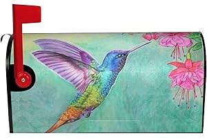 FATTTYCY Hummingbird Bird Mailbox Covers Magnetic Standard Size 18" X 21" Spring Summer Flower Mailbox Cover Decorations Wrap