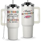 Retired Under New Management See Grandkids for Details Tumbler 40oz, Happy Retirement Gifts for Women 2025, Retirement Gifts Grandma, Coworker Leaving Gift, Retired Mug Present Idea for Colleague Boss