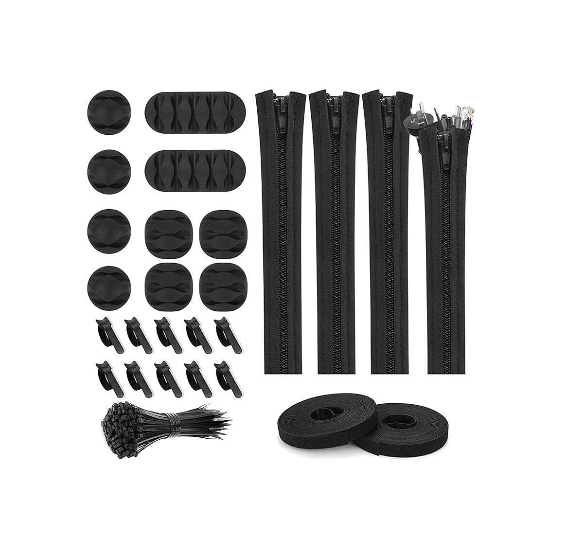 Tiardey Cable Organizer Set,Perfect for TV Computer Home Office Desk Cable Management(Black 5 Kinds of Accessory Set)