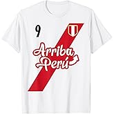 Retro Arriba Peru Soccer Jersey 9 Peruvian Futbol Gift Tee T-Shirt