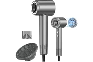 LPSTEA Hair Dryer, 150000 RPM Brushless Motor with 500M Negative Ions, Fast-Dry Lightweight Design, ThermoControl & Magnetic Nozzle/Diffuser, Low Noise Salon Blow Dryer for All Hair, Travel, Home