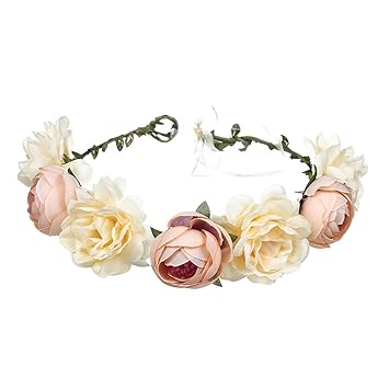 Amazon Com Lujuny Colorful Flower Crown Headband Fake Floral Leaf