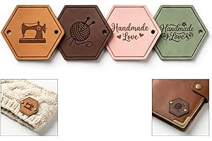 8PCSCustom Leather Tags for Handmade, Personalized PU Leathers Label with Logo/Text, Engraved Leather Tags for Crochet, Knitt