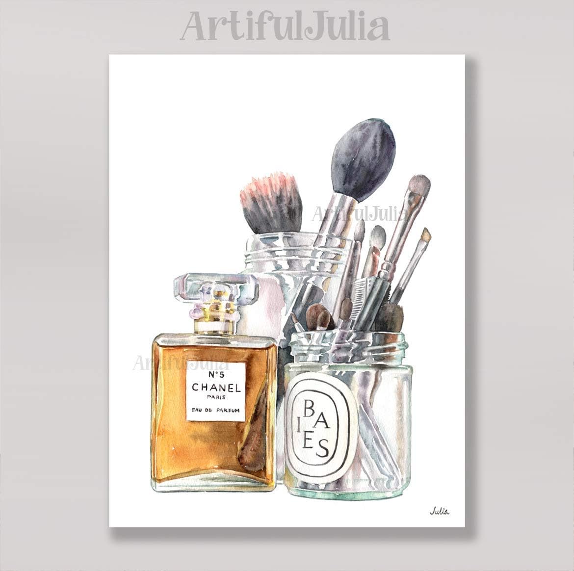 Makeup Prints of watercolor painting, (NO FRAME, NO CANVAS), 5"x 7", 8"x 10", 9"x 12", 11"x 14" and 12"x 16"